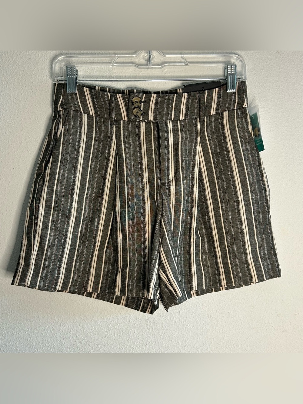 Maurices Brown and White Vertical Stripe Bermuda Shorts